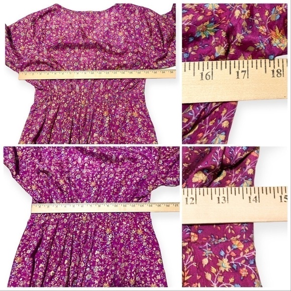 Mes Demoiselles Floral Print Silk Dress In Purple, Size 36EU/US4 - Picture 13 of 14